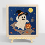 Witch ghost trick‑or‑treat punch needle kit for beginners