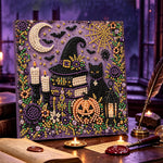 Witch hat and black cat pearl diamond painting kit for beginners
