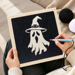 Creating handmade witch hat ghost punch needle artwork