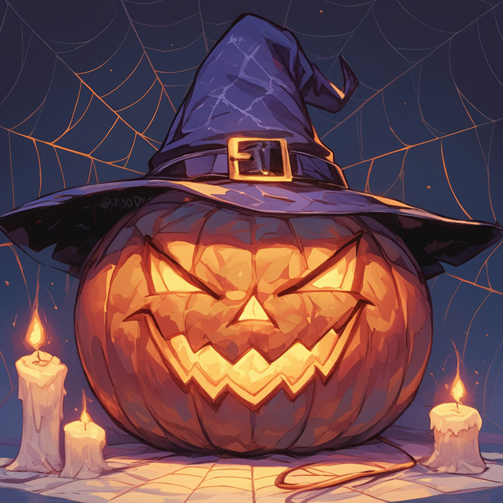 Witch hat pumpkin cross stitch kit for beginners