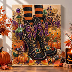 Witch high heels halloween decor pearl diamond painting kit for beginners
