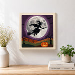 Finished witch moon flight artwork displayed on a wall