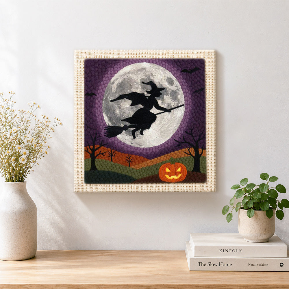 Finished witch moon flight artwork displayed on a wall