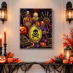 Finished witch potion bottles pearl diamond painting artwork displayed as holiday home decor