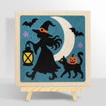 Witch silhouette under moon punch needle kit for beginners