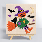 Witch soaring with pumpkin punch needle kit for beginners