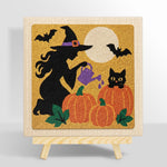 Witch watering pumpkins punch needle kit for beginners