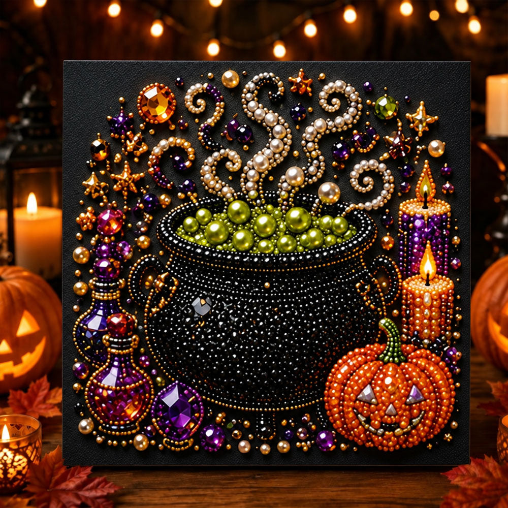 Witches magic cauldron pearl diamond painting kit for beginners