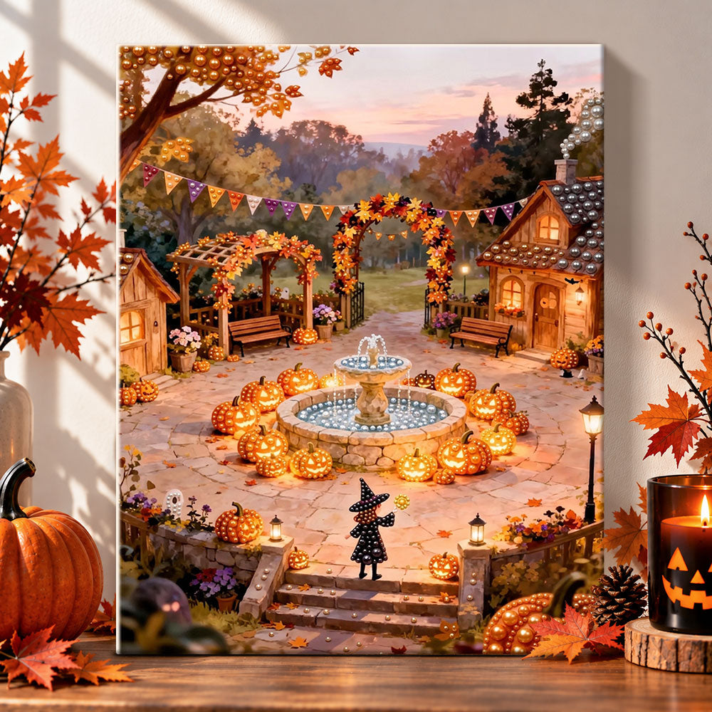 Witch’s autumn courtyard pearl diamond painting kit for beginners