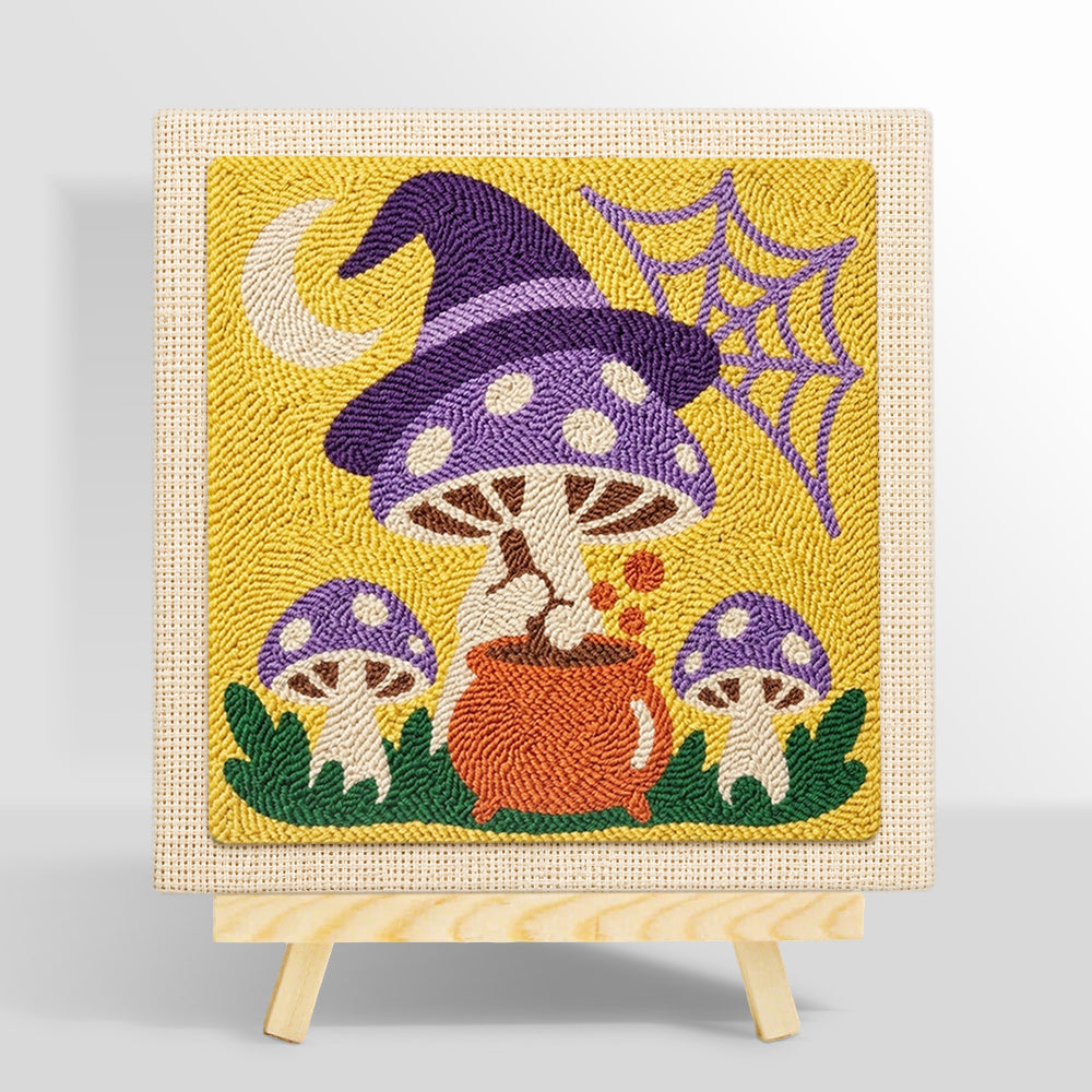 Witchy mushrooms punch needle kit for beginners