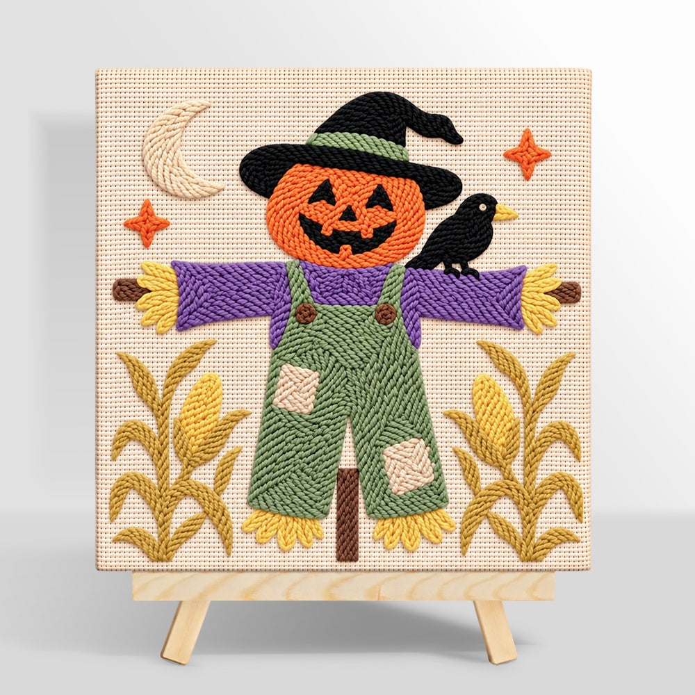 Witchy pumpkin scarecrow punch needle kit for beginners