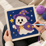 Creating handmade wizard ghost punch needle artwork
