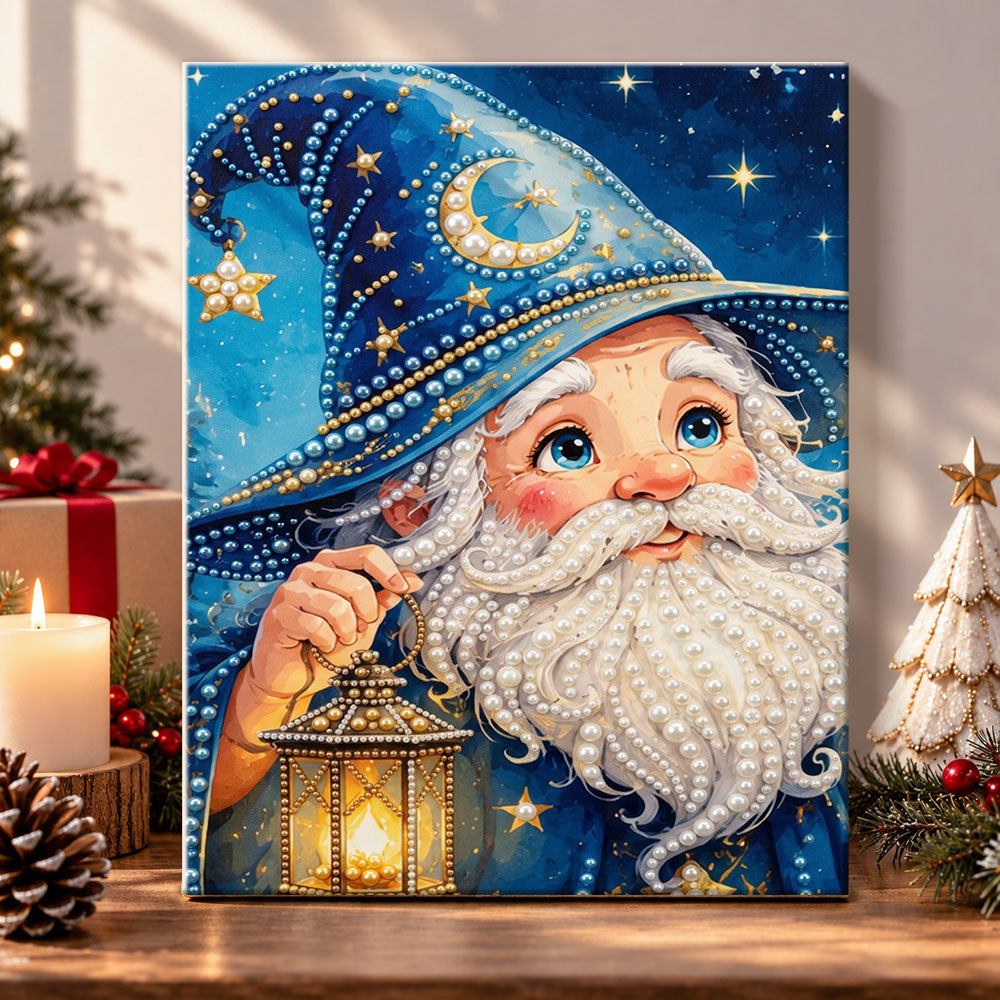 Wizard with glowing lantern pearl diamond painting kit for beginners
