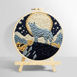 Wolf under moonlight punch needle kit for beginners