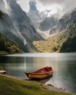 Wooden boat by mountain lake cross stitch kit for beginners