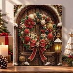 Wooden door christmas wreath pearl diamond painting kit for beginners