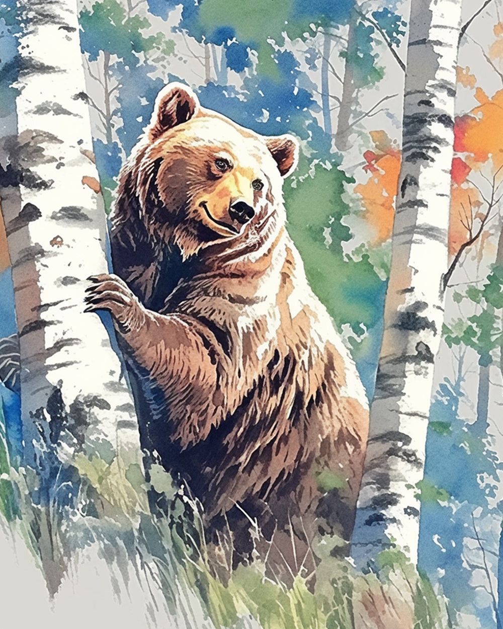 Woodland brown bear cross stitch kit for beginners
