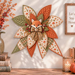 Woodland fox quilted bow displayed as handmade wall decor in a cozy home