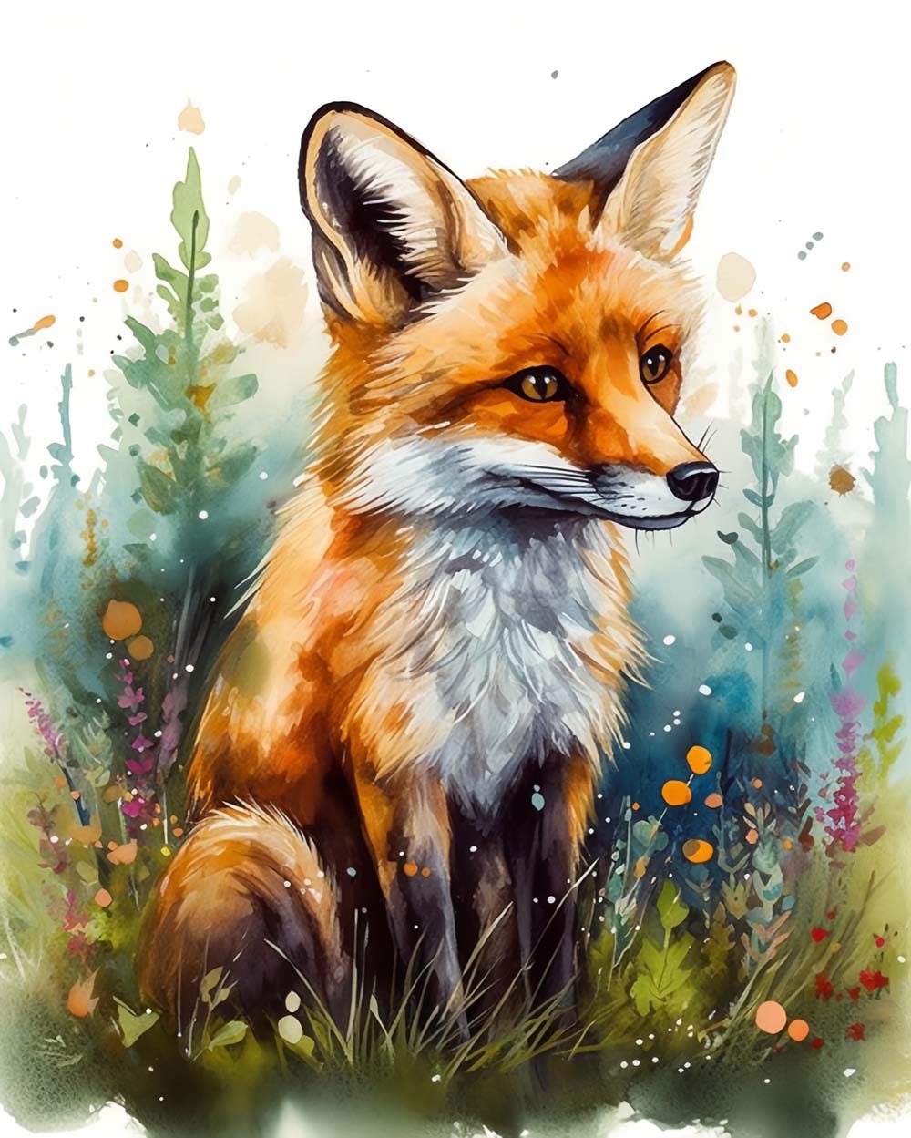 Woodland watercolor fox cross stitch kit for beginners