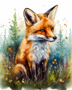 Woodland watercolor fox cross stitch kit for beginners