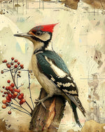 Woodpecker on a tree stump cross stitch kit for beginners