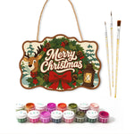 Wreath reindeer christmas paint by numbers door hanger with paints and brushes