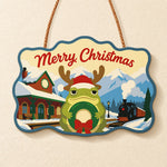 Wreath reindeer frog paint by numbers door hanger finished design