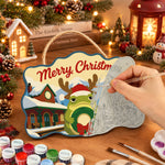 Wreath reindeer frog paint by numbers door hanger painting process