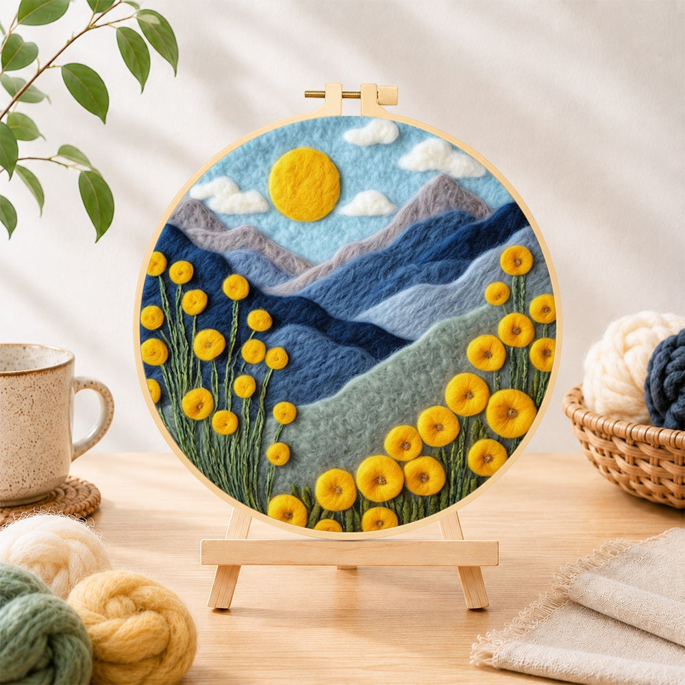 Yellow Flowers and Blue Mountains Needle Felting Kit for Beginners ...
