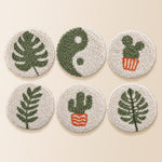 Zen cactus and plants punch needle coaster kit finished handmade coasters